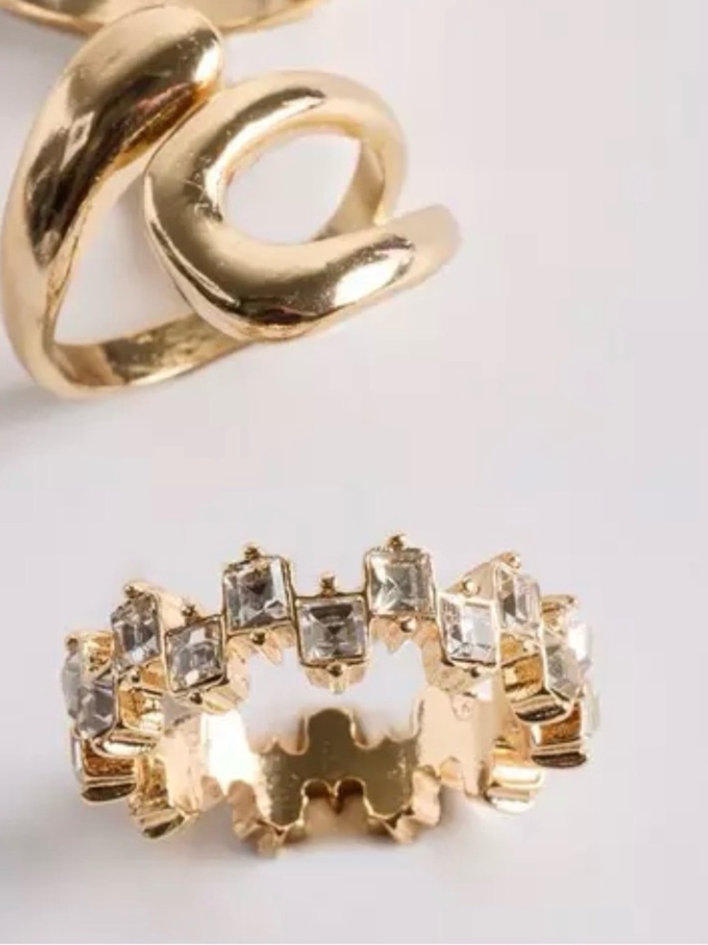 Torrid Gold Statement Ring Set Size 12 Rhinestone & Open Loop